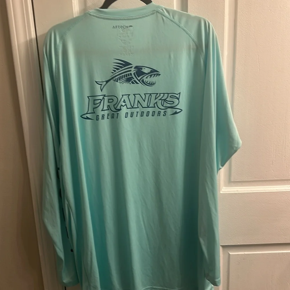 AFTCO Aqua blue Long Sleeve Tee Classic Design size 3XL 100% polyester